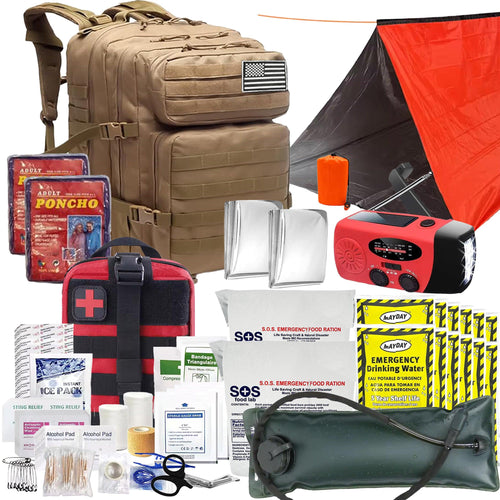 Essential 2 Person 72 Hour Survival Bugout Bag Backpack, Food, Water, and Shelter