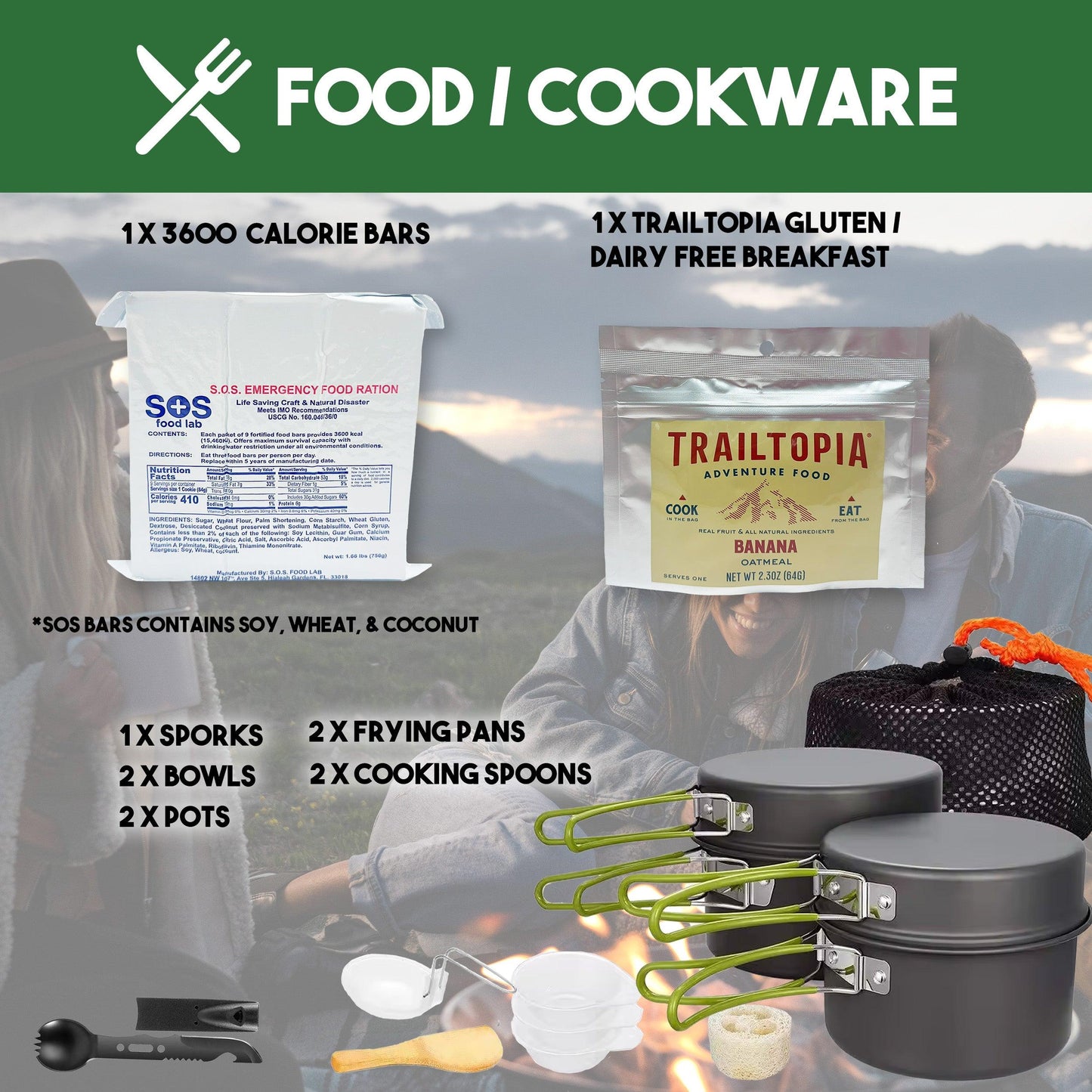 Premium 1 Person 72 Hour Survival Bugout Bag Survival Gear Backpacks with First Aid Kit and Survival Kit
