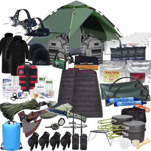 Premium 2 Person 10 Day Survival Backpack | Survival Bags with High Quality Survival Tools and Bug Out Kits