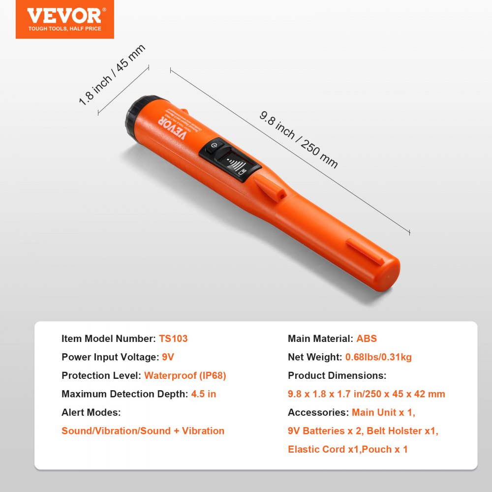 Metal Detector Pinpointer, IP68 Fully Waterproof Handheld Pin Pointer Wand