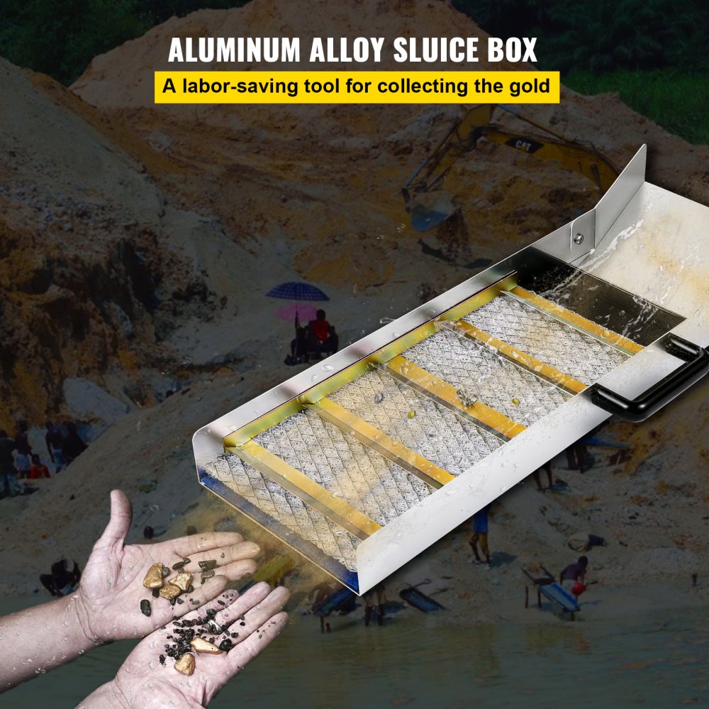 Aluminum Alloy Sluice Box, Lightweight Gold Sluice Equipment, Portable Sluice Boxes w/Miner's Moss, River, Creek, Gold Panning, Prospecting, Dredging