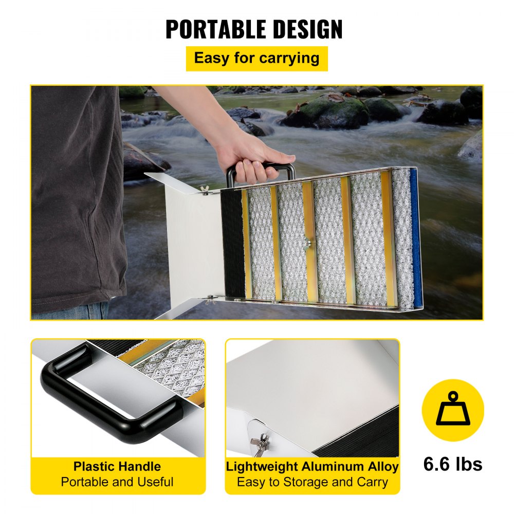 Aluminum Alloy Sluice Box, Lightweight Gold Sluice Equipment, Portable Sluice Boxes w/Miner's Moss, River, Creek, Gold Panning, Prospecting, Dredging