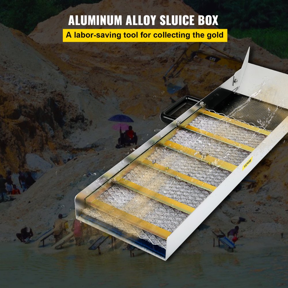 Aluminum Alloy Sluice Box, Compact 36" Mini Sluice Boxes for Gold, Lightweight Gold Sluice Equipment