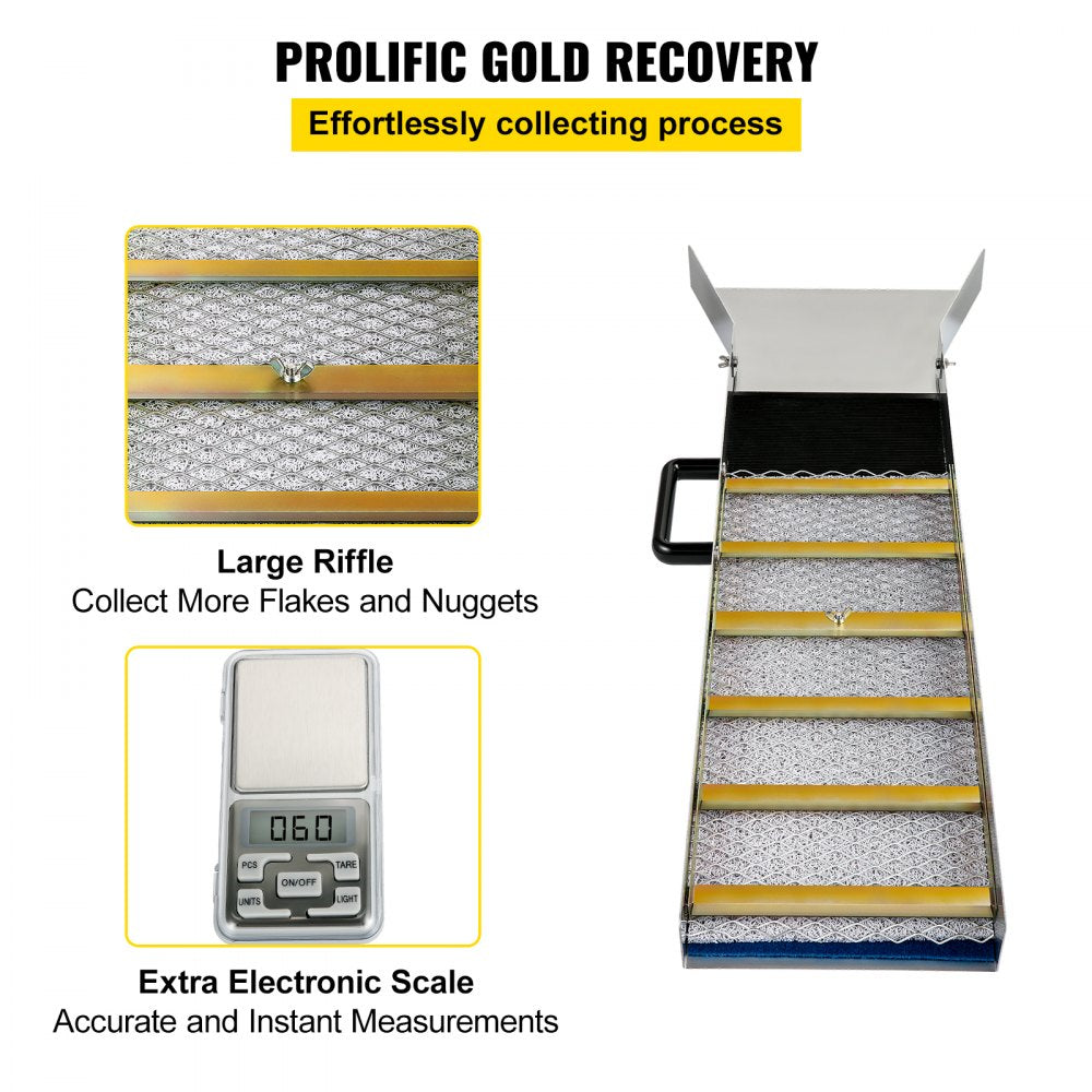 Aluminum Alloy Sluice Box, Compact 36" Mini Sluice Boxes for Gold, Lightweight Gold Sluice Equipment