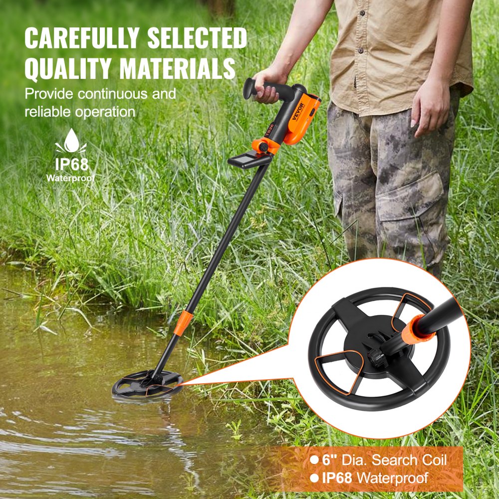 Metal Detector for Kids, Adjustable Gold Detector, IP68 Waterproof Search Coil with LCD Display