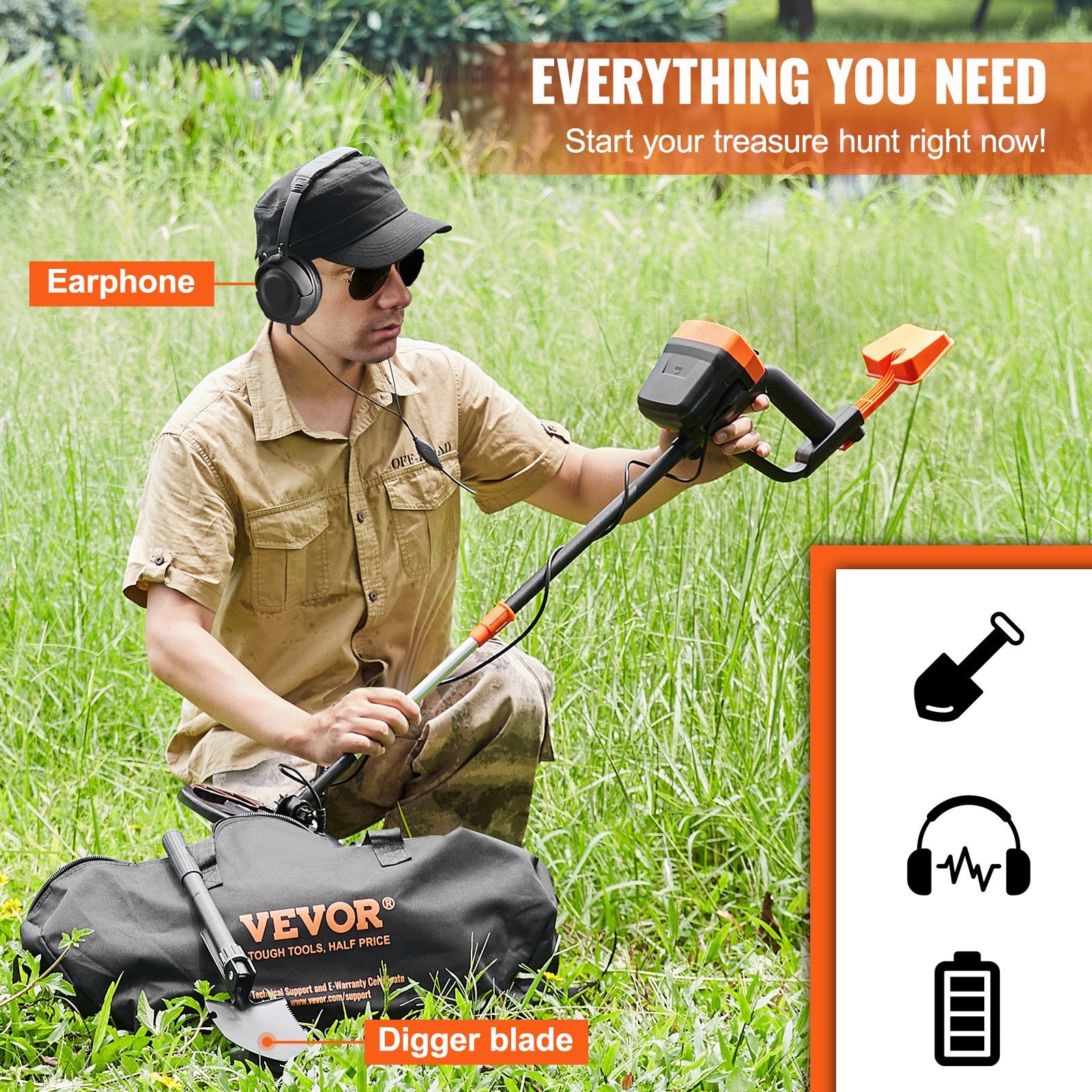 Metal Detector for Adults & Kids, 8 Inch Waterproof Search Coil with High Accuracy Pointer Display