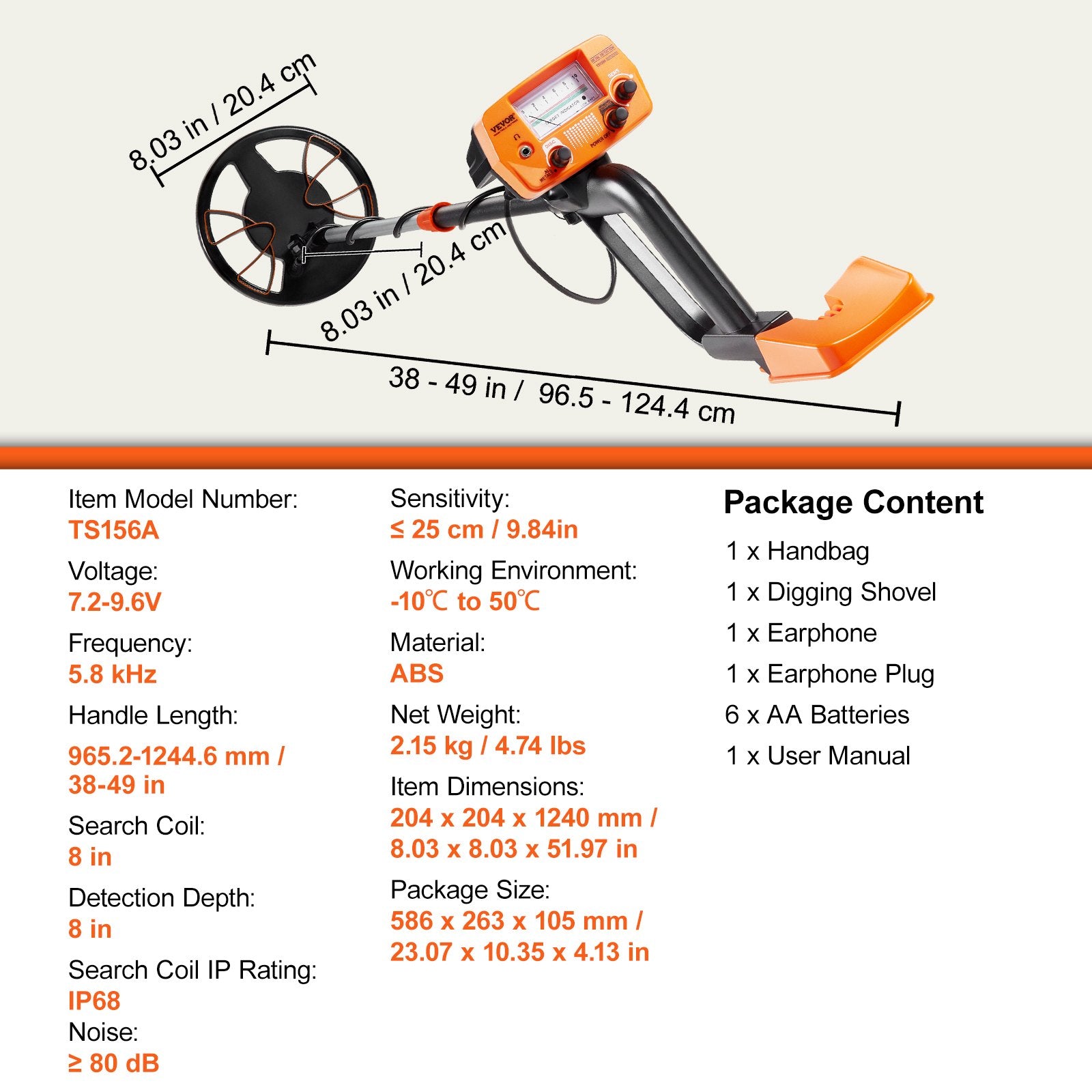 Metal Detector for Adults & Kids, 8 Inch Waterproof Search Coil with High Accuracy Pointer Display