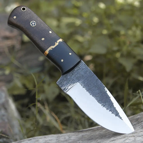 10” Custom Hand Forged Carbon Steel Full Tang Skinner Knife - Wood & Horn Handle
