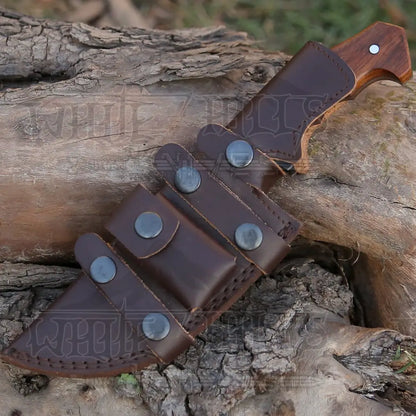 10”Custom Hand Made Forged Damascus Steel Tracker Hunting Camping Knife With Wood & Resin Handle