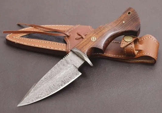 10" Handmade Hunting Bushcraft Knife Forged Damascus Steel Survival EDC Walnut Handle WH 3416