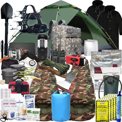 2 Person 5 Day Survival Bags with Survival Kit Tools and Camping Equipment