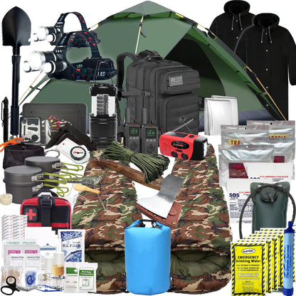 2 Person 5 Day Survival Bags with Survival Kit Tools and Camping Equipment