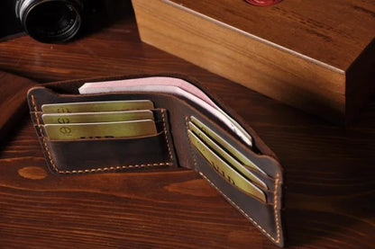 Handmade Leather Wallet For Men - Bifold Wallet - Full Grain Leather