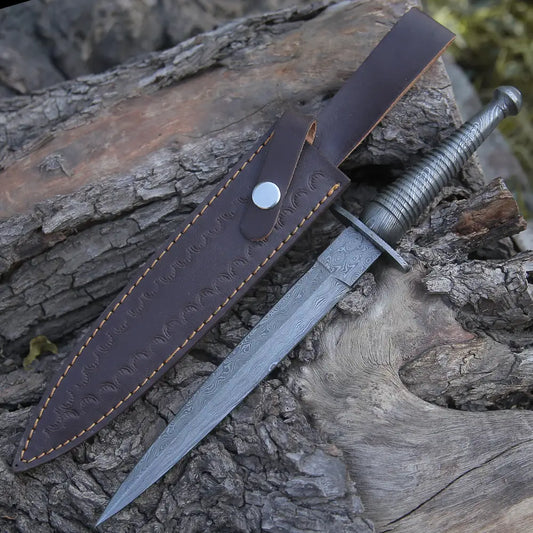CUSTOM HANDMADE DAMASCUS STEEL DAGGER KNIFE 11" FULL TANG