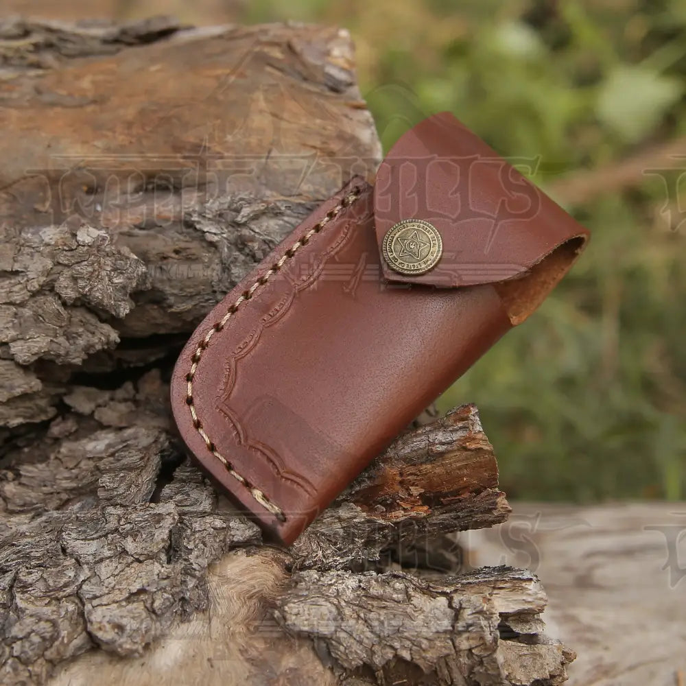 Handmade Damascus Pocket Knife - 6.5'' Back Lock Folding Knife Bull Horn Handle - Camping Knife