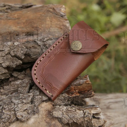 Handmade Damascus Pocket Knife - 6.5'' Back Lock Folding Knife Bull Horn Handle - Camping Knife