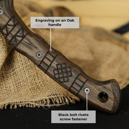 Handmade tomahawk "Dakuri" with tribal engraving
