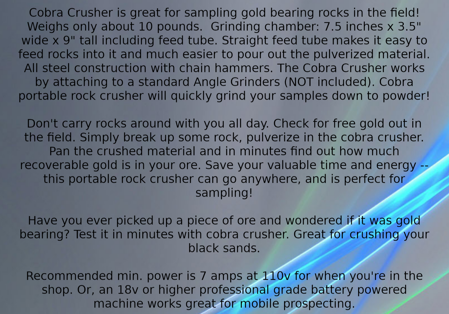 Cobra Crusher - Gold Prospecting Rock Crusher