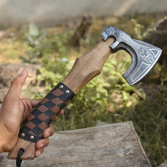 Small Forged Carbon Steel Axe with Ash Wood Shaft - Viking Axe 3549-14