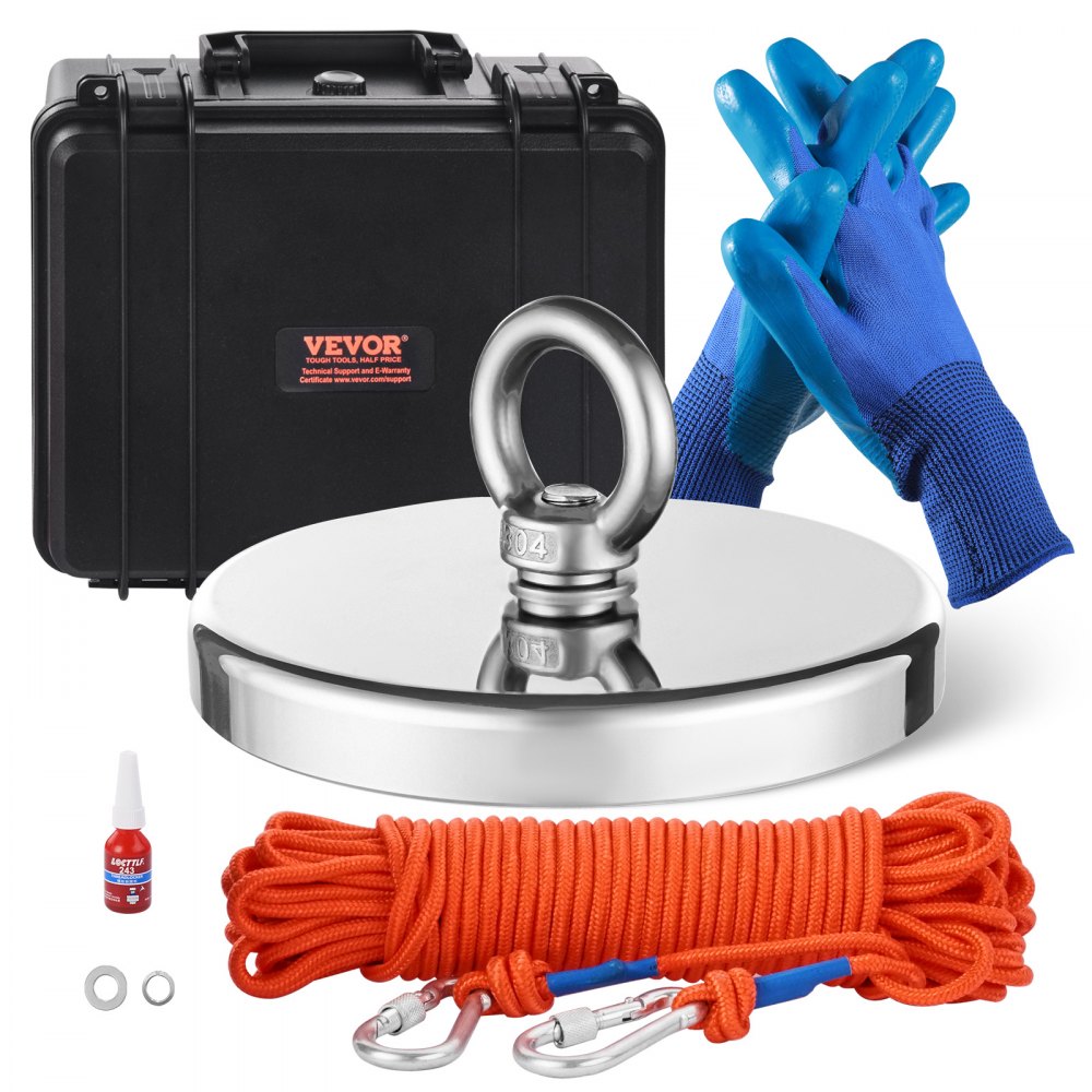 (Add-On Super Savings) 2000 LBS Strong Fishing Magnet Kit Double Sided Pull Force and Rope Carabiner