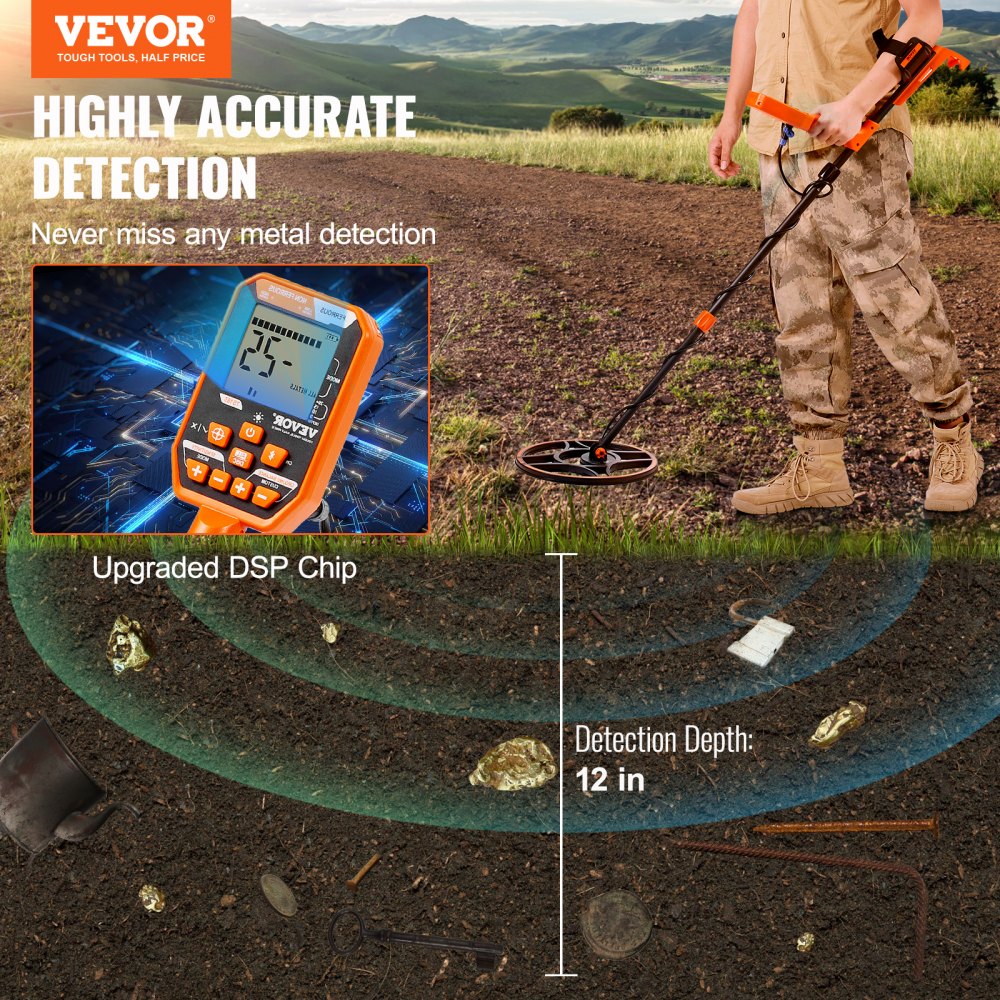 Waterproof Metal Detector, Professional Rechargeable Gold Detector for Detecting Gold Treasure Hunting