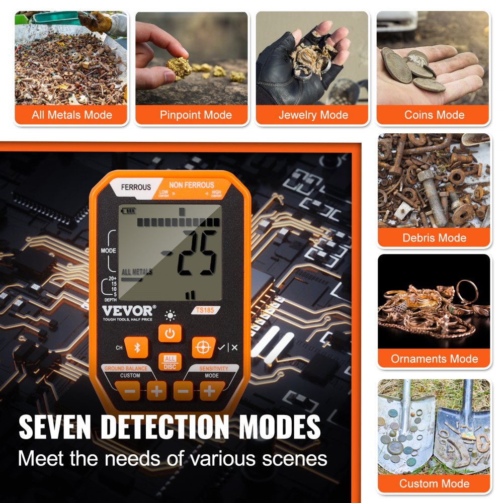 Waterproof Metal Detector, Professional Rechargeable Gold Detector for Detecting Gold Treasure Hunting