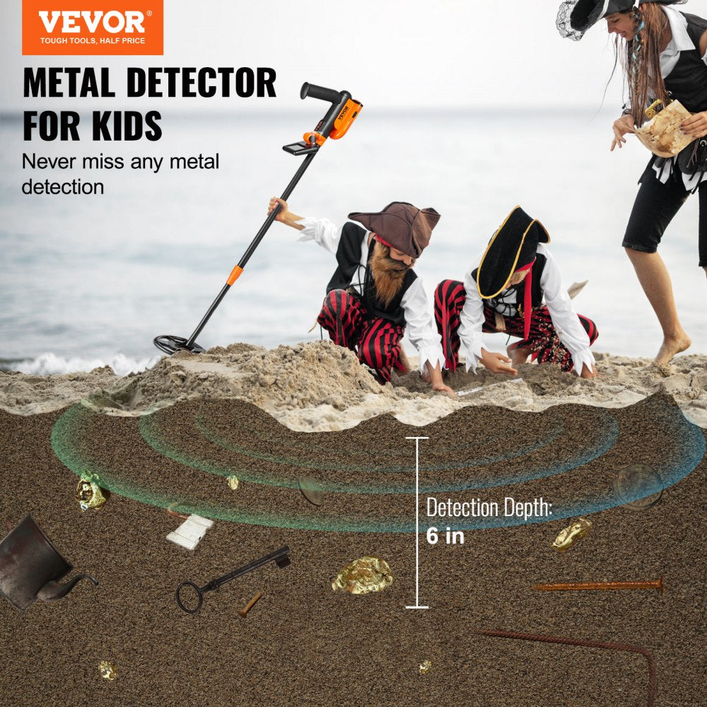 Metal Detector for Kids, Adjustable Gold Detector, IP68 Waterproof Search Coil with LCD Display