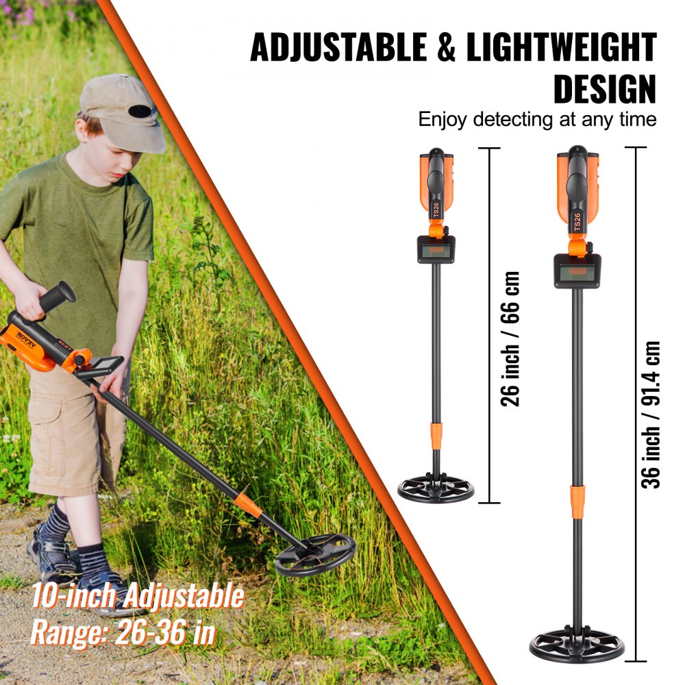Metal Detector for Kids, Adjustable Gold Detector, IP68 Waterproof Search Coil with LCD Display