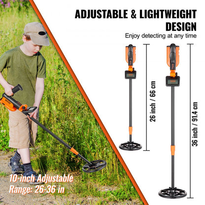 Metal Detector for Kids, Adjustable Gold Detector, IP68 Waterproof Search Coil with LCD Display